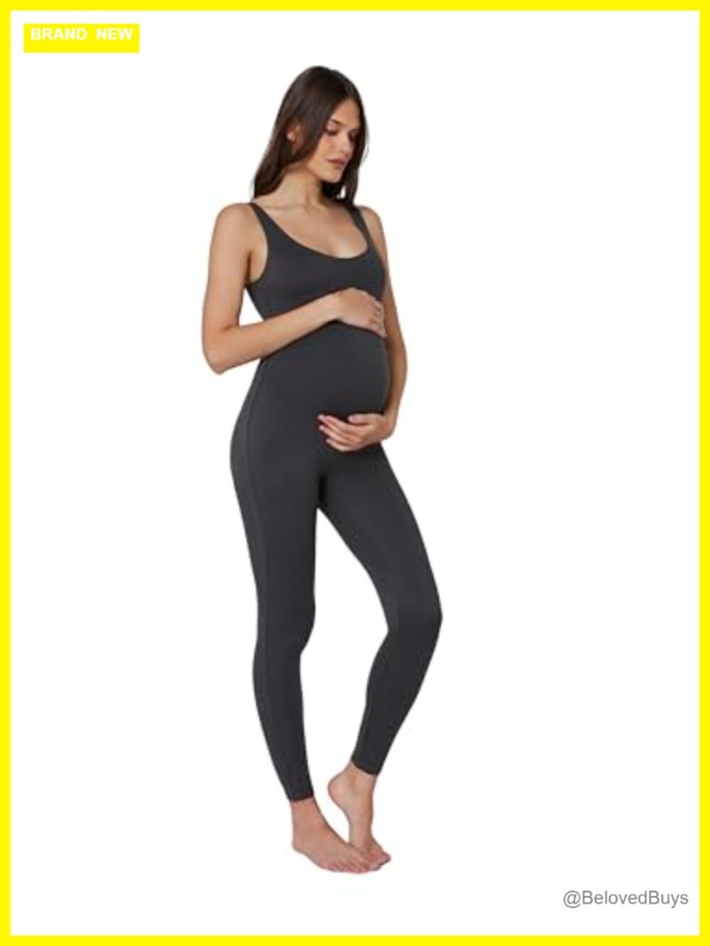 Maternity Jumpsuit Sleeveless Sculpting Bodysuit Pregnancy Unitard Stretch